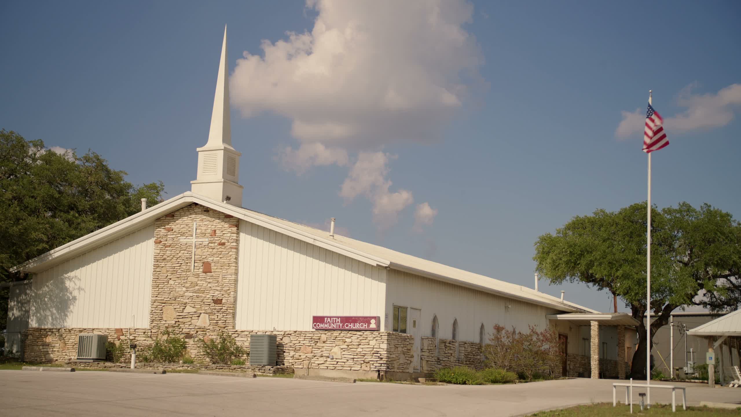 The exterior of Faith Community Church in the pilot